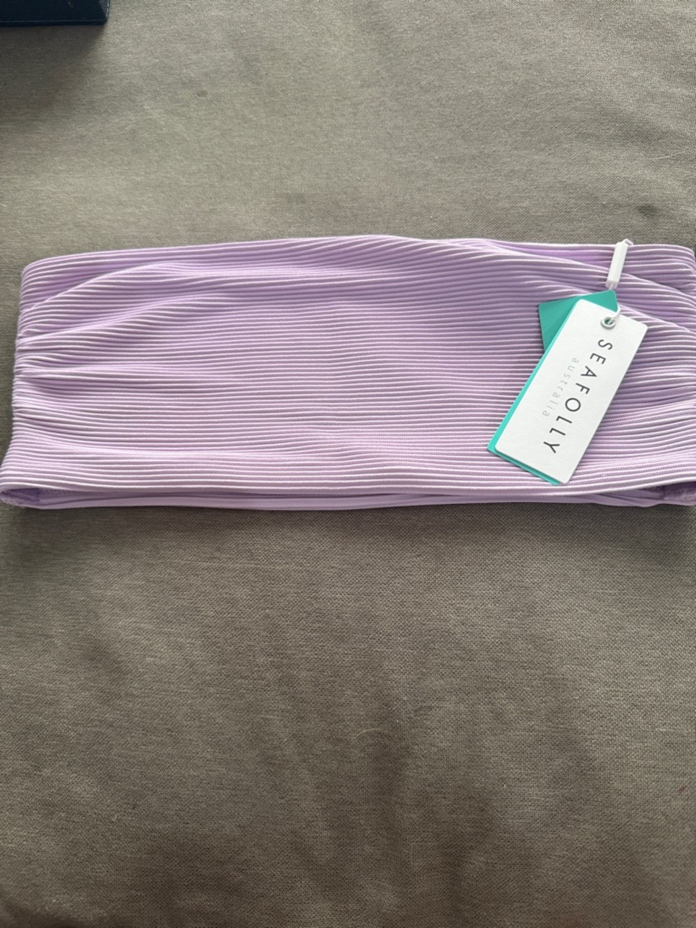 Seafolly Pastel Lilac Ribbed Bandeau Top